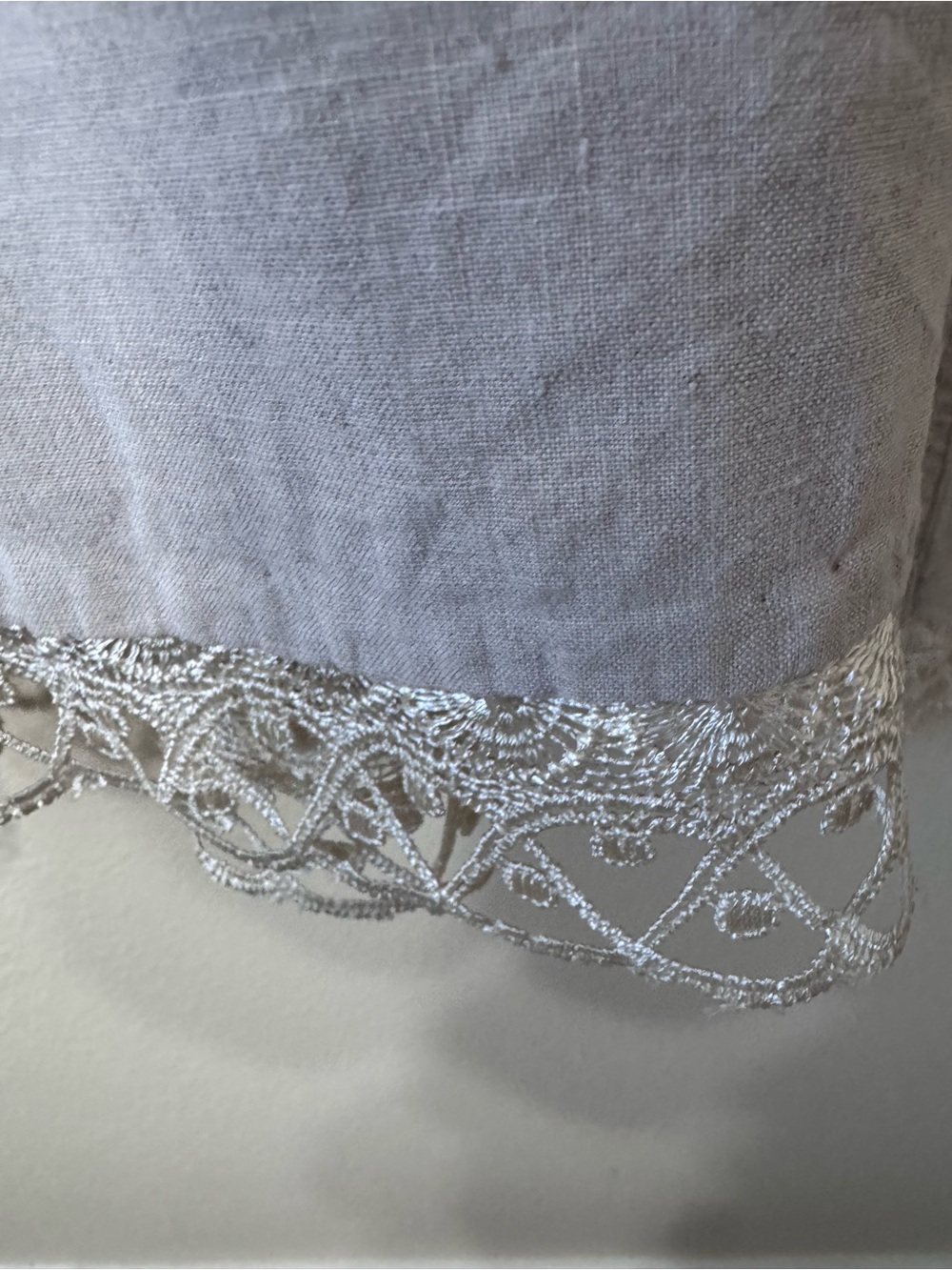 Eileen Fisher Organic Linen Lace Trim Drawstring Midi Dress XL Gray - Picture 7 of 7